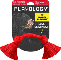 Playology Tug Rope Dog Toys for Large Dogs, Peanut Butter Scent - Medium / Beef