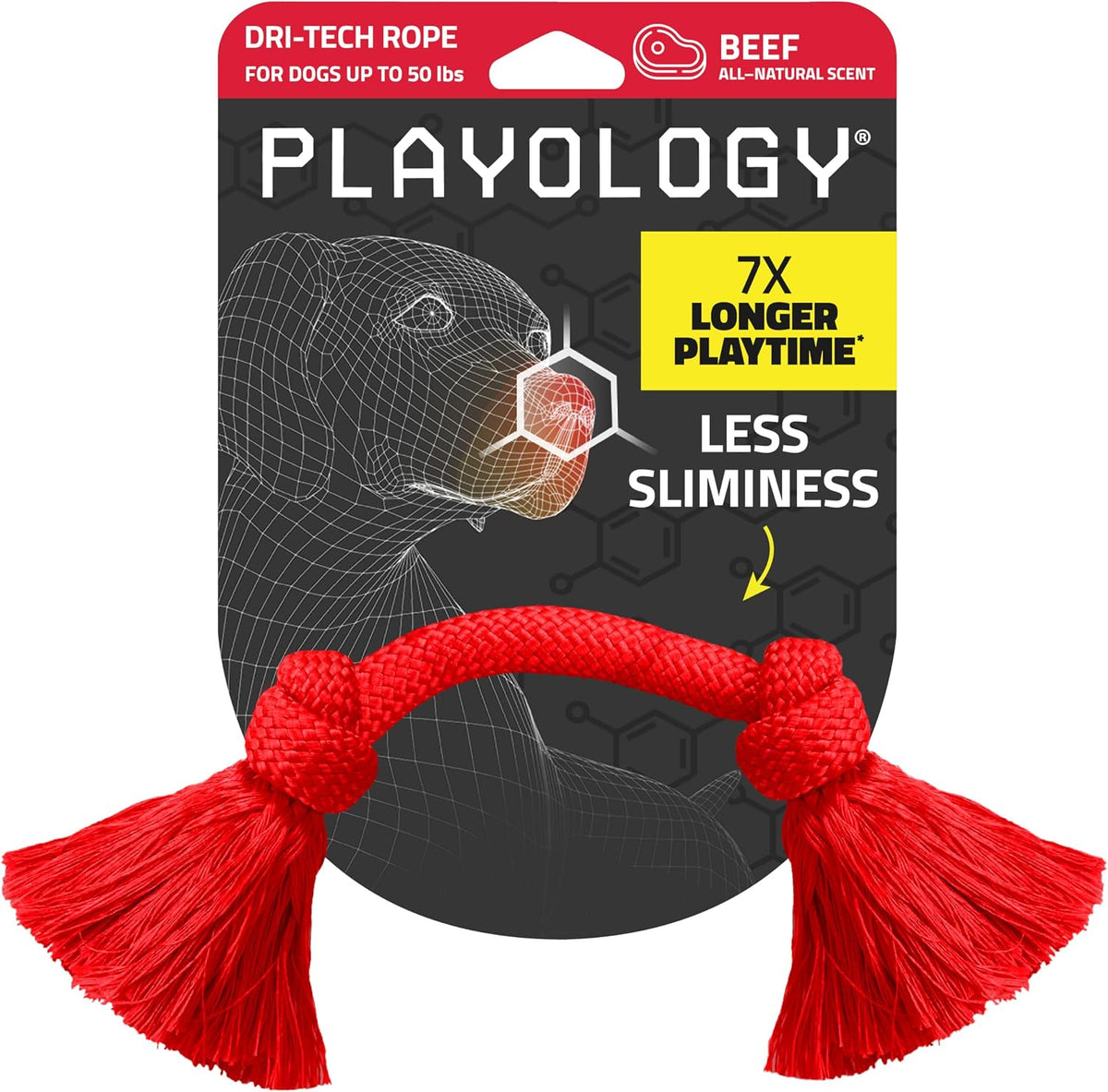 Playology Tug Rope Dog Toys for Large Dogs, Peanut Butter Scent - Medium / Beef