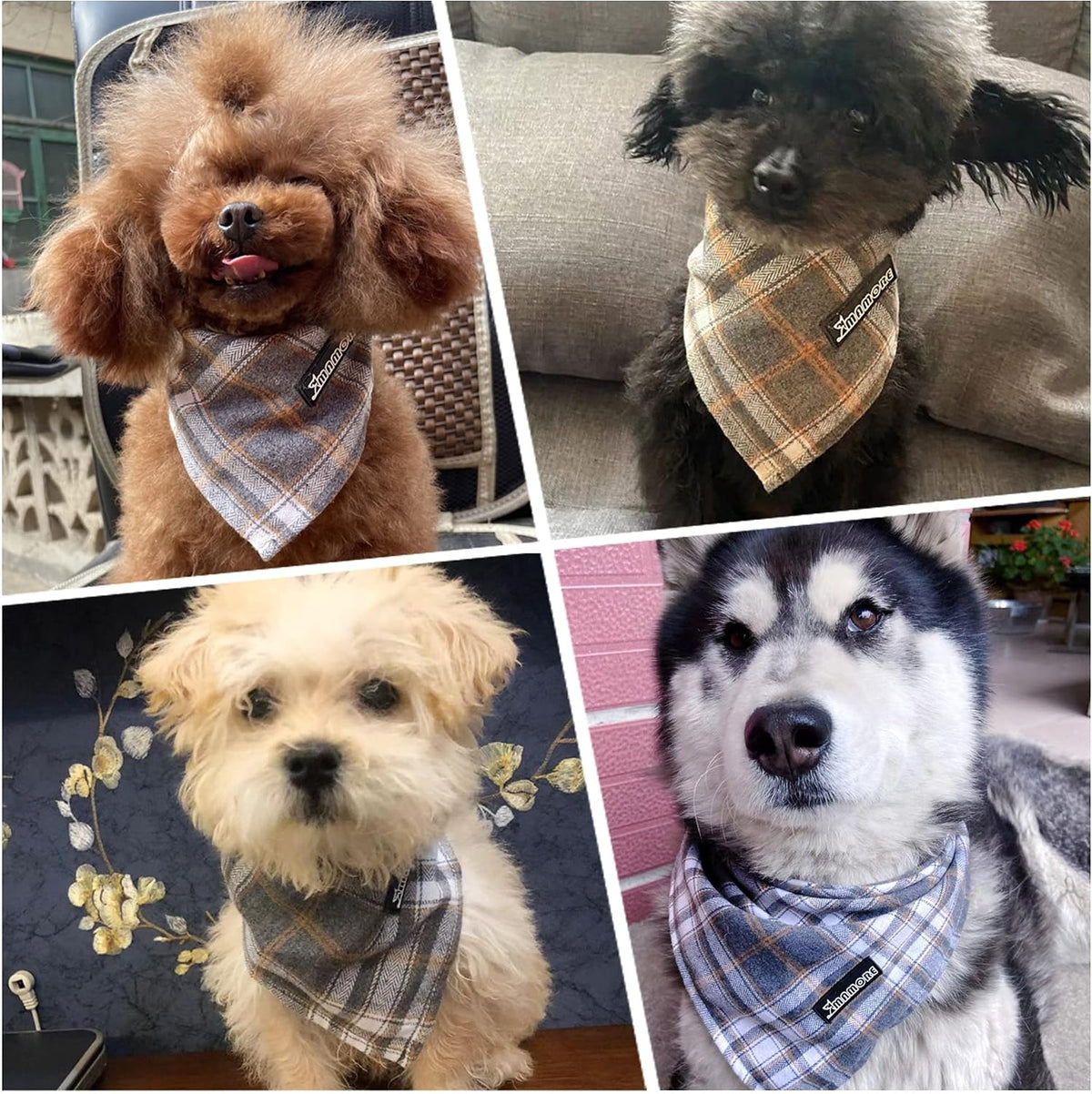 Soft Washable Plaid Bandanas for Dogs and Cats - Grey / Large - image 3