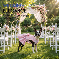 ASENKU Dog Dress Pet Wedding Dress Puppy Birthday Party Outfit - Pink Plaid / X-Small - image 4