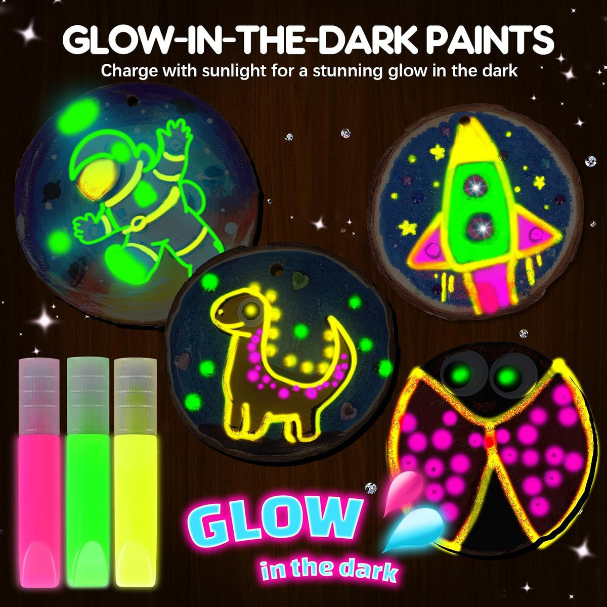 EPUMP Glow in the Dark Wooden Painting Kit for Kids - Wooden Painting Kit - image 2