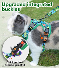 Cat Harness and Leash Set, Escape Proof Kitten Harness, Black - H604 Pro Green Monster / Small (7-12lb) - image 3