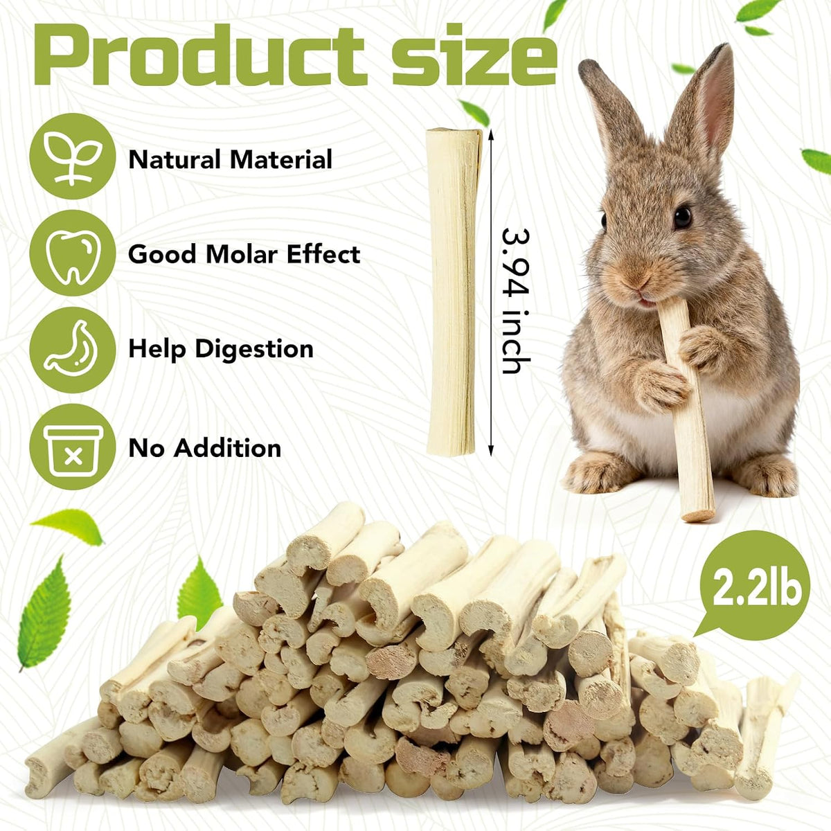 2.2Lb/1000g Natural Sweet Bamboo Chew Toys for Rabbit Chew Sticks – Essentials for Small Pets - 2.2lb(1000g) - image 2