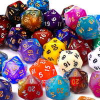 TecUnite 25 Pcs Polyhedral Dice Set, Transparent Mixed Color - Mix Color / 20 Sides