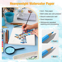 Watercolor Paper Pad, 5.5"x8.5”, Spiral, Bound with Tear - Teal / 5.5" x 8.5" Spiral Bound (pack of 20) - image 4