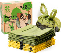 Tie Handles Dog Poo Bags, 440 Pet Poop Bags - 1 Count (Pack of 440) / Green+Yellow