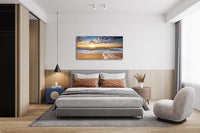 Jiuqinghua Wall Art Decor Large Canvas Print Picture Sunrise over the Sea 1 Panel Ocean Beach Waves Scenery Painting Artwork for Office Wall Decor Home Decoration Stretched and Framed Ready to Hang