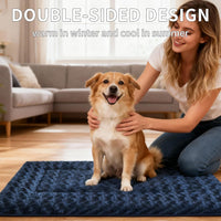Dog Bed Mat,Reversible & Ultra Soft Kennel Pad-Machine Washable Pet Bed for Dogs & Cats-All-Weather - 30.0" L x 20.0" W x 1.5" Th / Navy Blue - image 4