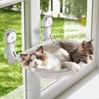 Cat Window Perch Cordless, Foldable & Stable Cat Beds - Mesh Cover / Light Grey
