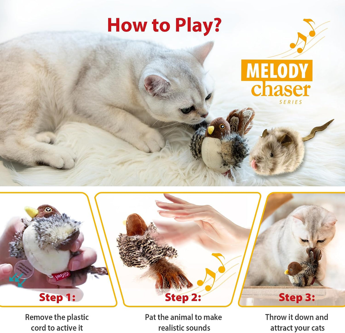 GiGwi Interactive Cat Toys Squeaky - Bird+Mouse - image 4