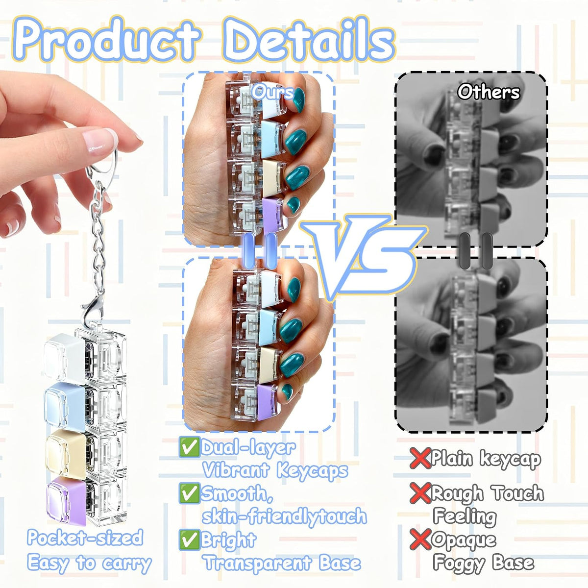 2 PCS Keyboard Fidget Toy - Four Colors / Double Layer Keycap - image 4