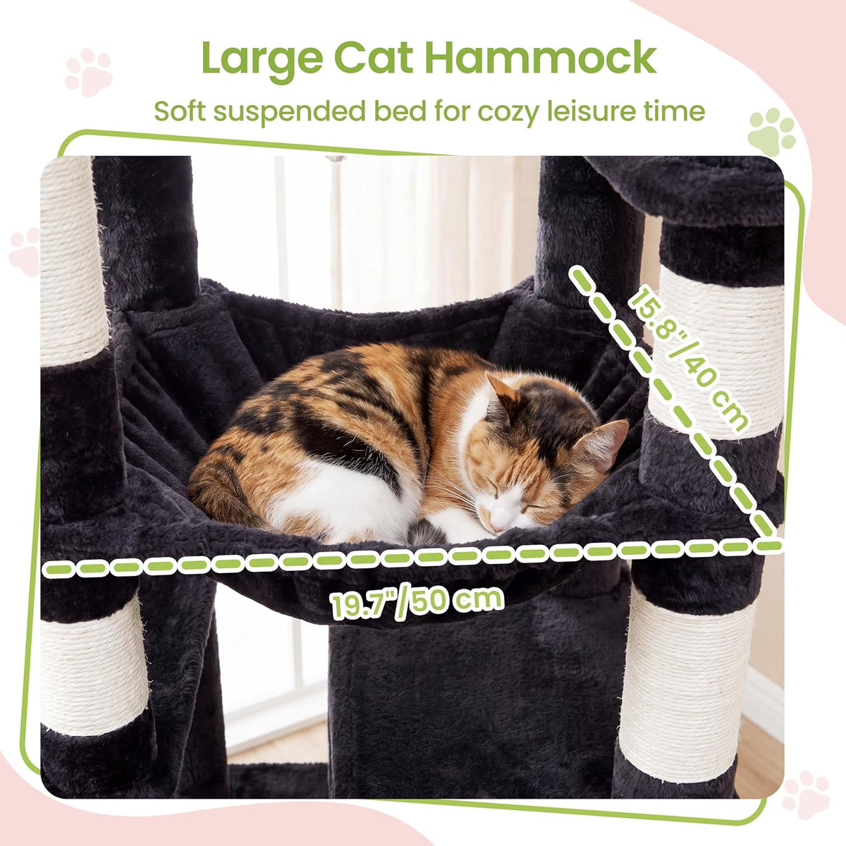 Heybly Cat Tree, 76-Inch Tall Heavy Duty Cat Tower for Big Cats HCT039G – Essentials for Cats - Smoky Gray / 60 inch - image 3