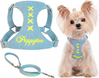 Puppytie XS Dog Harness and Leash Set, Denim Brown, XS – Essentials for Dogs - cross-light blue / XS(4.5-11lb)