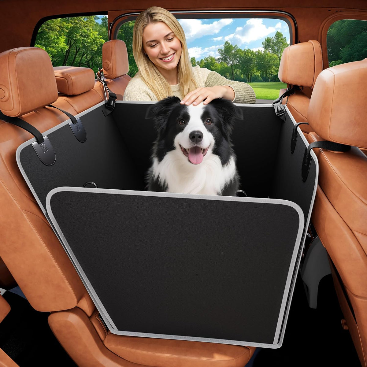 njnj Half Dog Car Seat Cover for Back Seat - Black