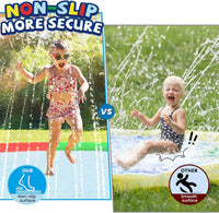 ODOSOLA large non-slip kids splash pad spraying water on a backyard lawn - view 4