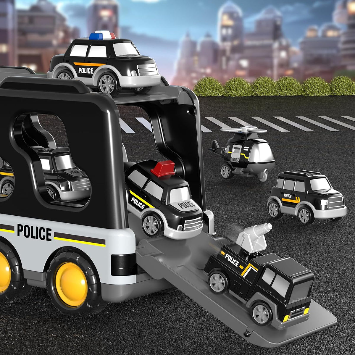 Beby Buty 5 in 1 construction truck toys with transport carrier, crane, mixer, bulldozer, excavator - view 9