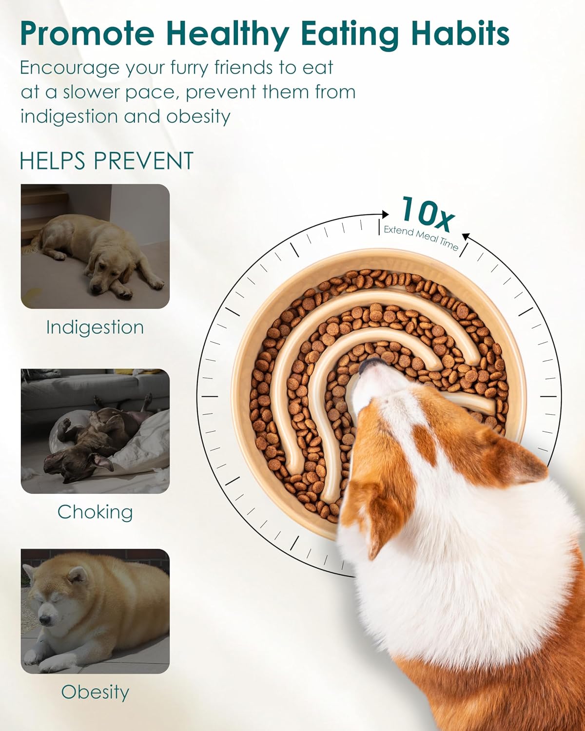 vancasso Slow Feeder Dog Bowl - Brown / 1.5 Cups - image 4