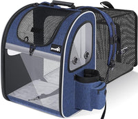 Pecute Pet Carrier Backpack, Cat Backpack Carrier, Expandable with Breathable Mesh for Small Dogs Cats Puppies, Dog Backpack Carrier for Hiking Travel Camping Outdoor, Hold Pets Up to 17 Lbs