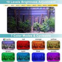 24/7 LED Aquarium Light, IP68 Waterproof Extendable Bracket Fish Tank Light with Timer, 7 Colors, 10 Level Adjustable Brightness, DIY Mode Full Spectrum Aquarium Plant Light for 12-18 Inch Fish Tank