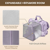 Expandable Large Cat Carrier Backpack, Supports up to – Essentials for Dogs - 16.5"L x 10.2"W x 15.8"H / Lavender - image 3