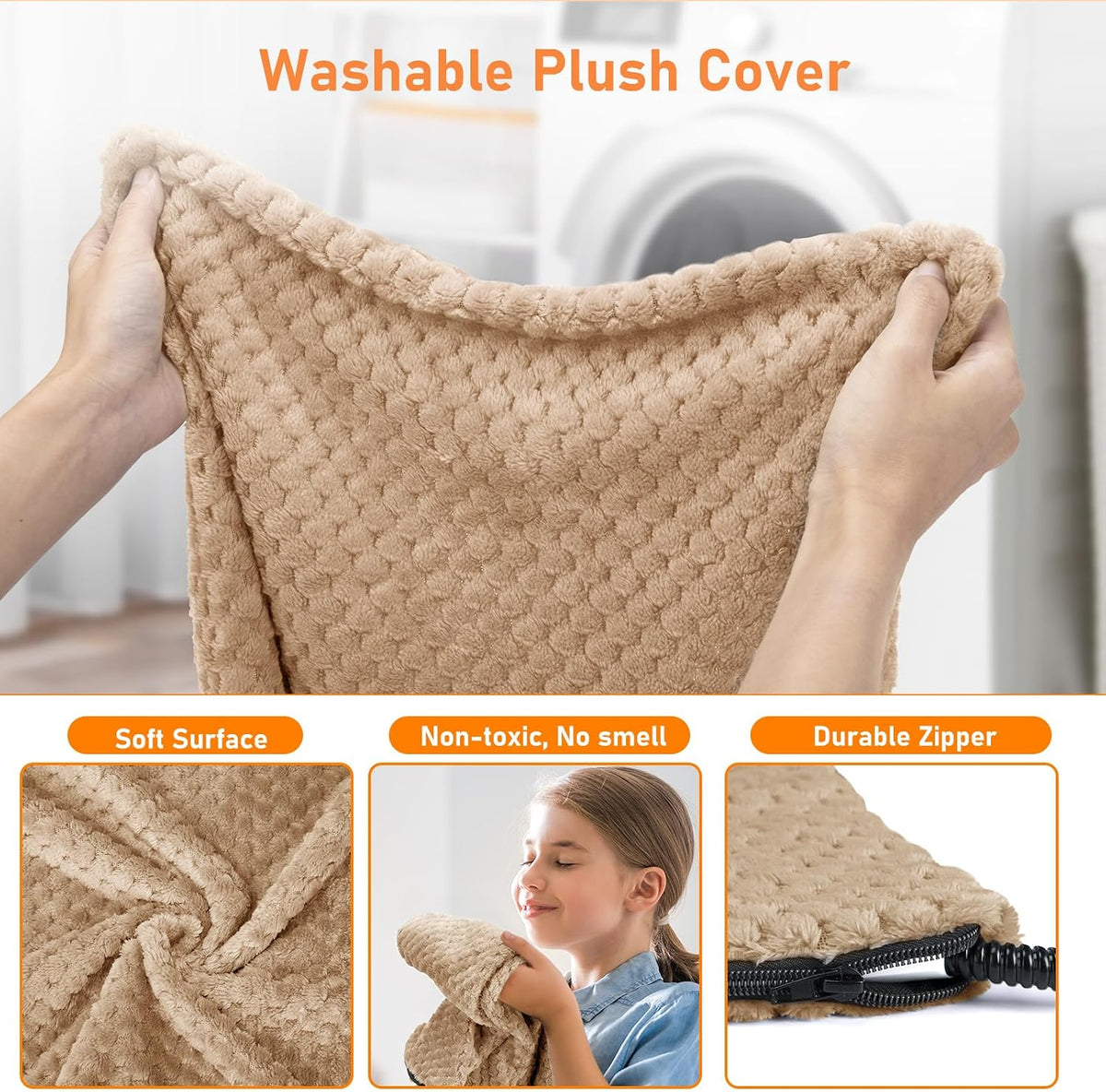 Heated Dog Bed, Waterproof Adjustable Temperature Dog Cat Heating Pad with Timer, Indoor Pet - M: 28" x 20" / Brown - image 3