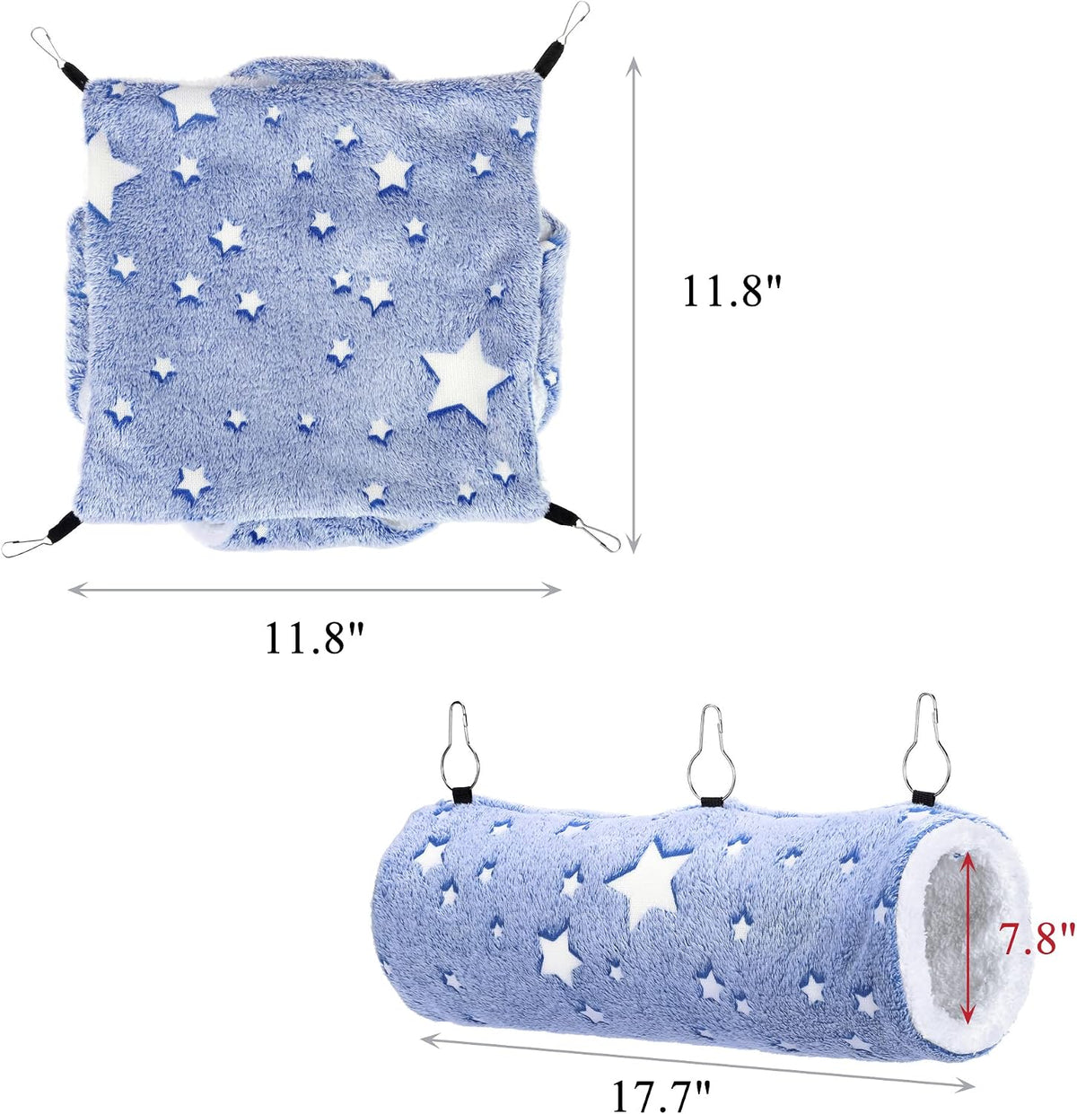 Noctilucent Luminous Guinea Pig Rat Hammock Bunkbed Hanging Tunnel - Blue - image 3