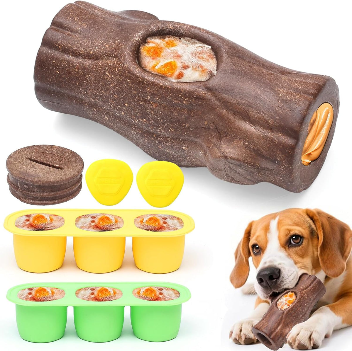 Durable Dog Puzzle Toy for Medium/Large Dogs – Essentials for Dogs - Brown / Tree stump 1 Pack