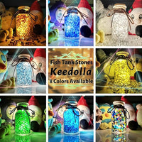 Keedolla Aquarium Sea Glass Stones, 0.93LB Clear Glass Pebbles Marble Aquarium Fish Tank Rocks Gravel for Turtle Tank, Vase Fillers, Christmas Decoration - Light Blue