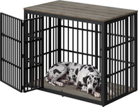 Lyromix 54" Dog Crate Furniture with Foldable Door - Grey / 53.8"L x 31.9"W x 43.6"H
