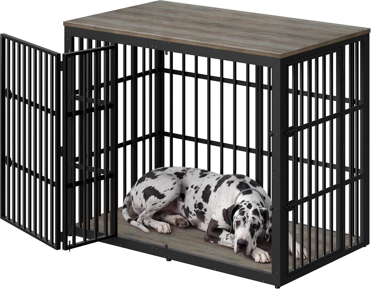 Lyromix 54" Dog Crate Furniture with Foldable Door - Grey / 53.8"L x 31.9"W x 43.6"H