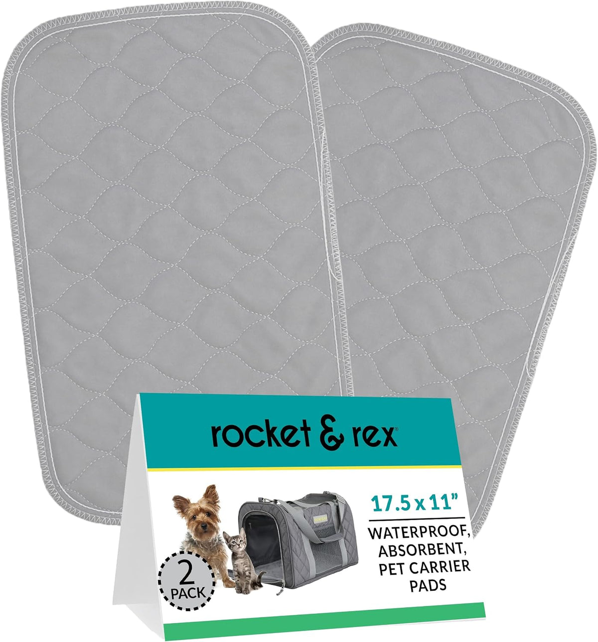 Washable Cat & Dog Carrier Pad, Reusable Liner Insert – Essentials for Dogs - 17.5" x 11" / 2-Pack, Small