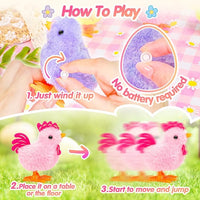 SevenQ Wind Up Toys for Kids Easter Basket Stuffers, 9Pcs Jumping Plush Chicks Small Fidget Toys for Easter Egg Hunt Treasure Box Classroom Prizes Party Favors Goodie Bags Fillers Gifts