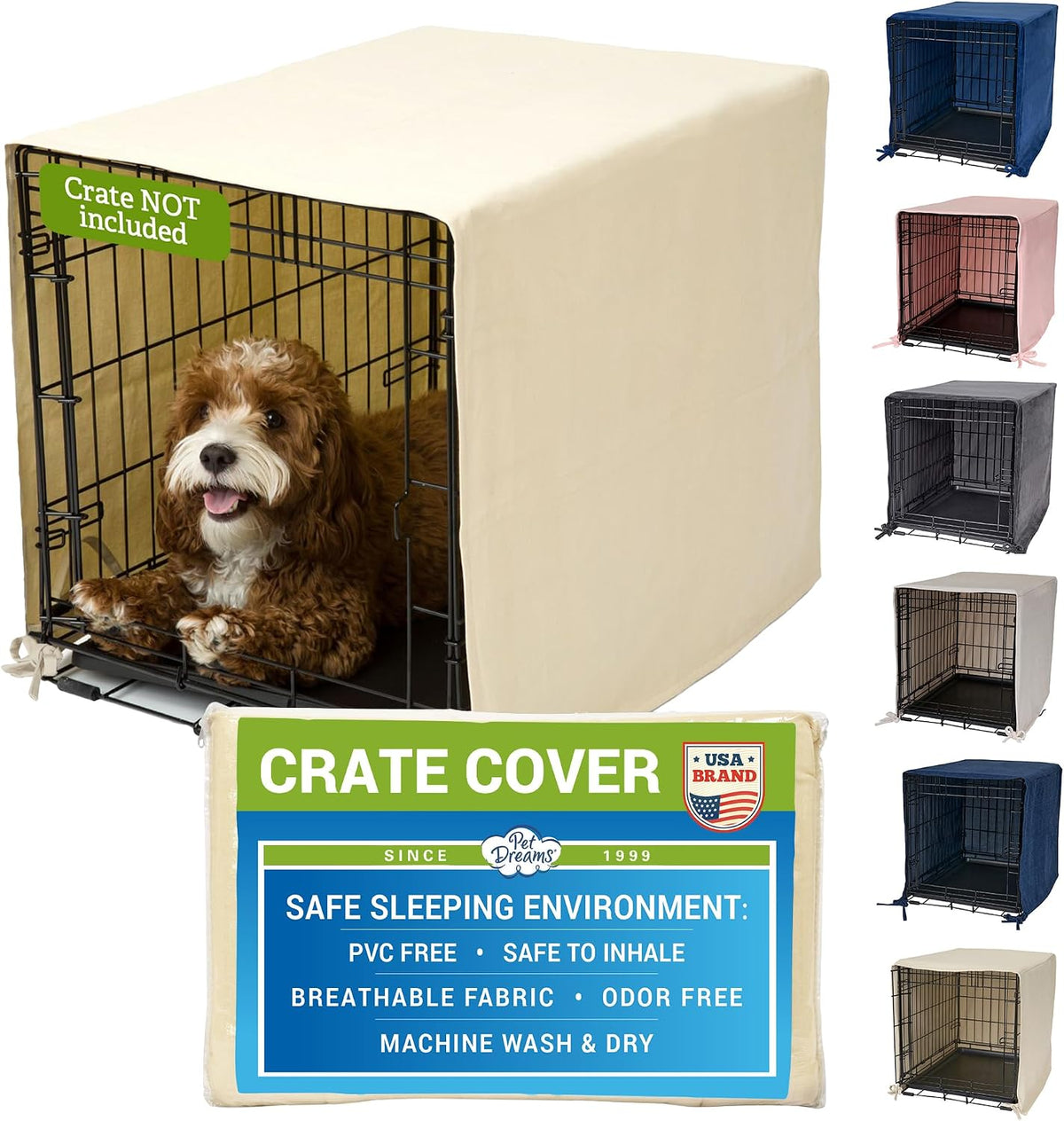 Pet Dreams Dog Crate Cover, 30" - Khaki Tan / 30.0"L x 19.0"W x 21.0"H