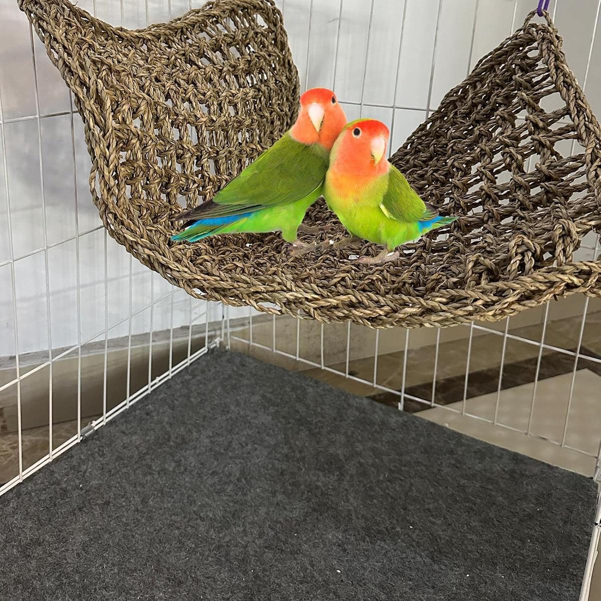 Bird Seagrass Mat 30 x 7 Inch Parrot Natural Seagrass Woven Net - 2Pcs 23.6" × 13.8" - image 4