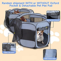 2-in-1 Dog Playpen, Pop Up Cat Puppy Pet Playpen, Indoor Outdoor Cats Enclosed, Cat Tent Crate Cage Kennel, Portable Playpen for Kitten and Small Animals(No Divider, Unified Space)