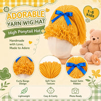 Halloween Cabbage Costume Yarn Wig - Yellow 2 / High Ponytail - image 3