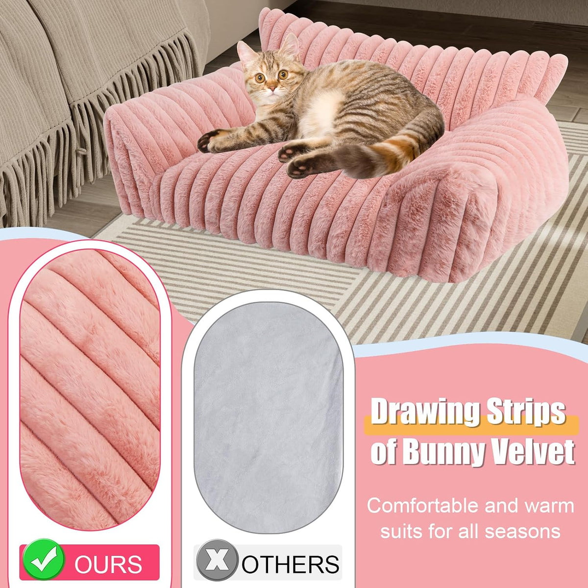 Cute Dog Couch for Medium Large Dogs, Dog Cat Couch Sofa - Small(24x18x10") / Pink - image 4