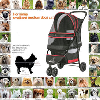 ROODO Escort 3 Wheel Dog Cat Pet Stroller for Small/Medium Dogs Cats - Black/red / 33x37 Inch (Pack of 1) - image 4