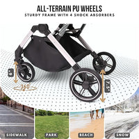 Pet Stroller for Small Medium Dogs Cats Up to 45 lbs, Travel Lite Collapsible, All Terrain 4 Wheels for Jogging, Running, Black