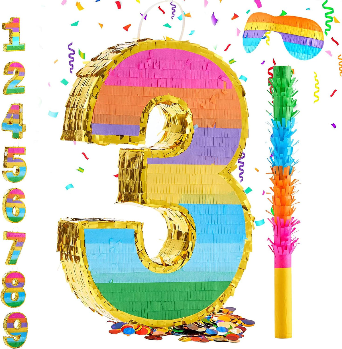 Rainbow Number 5 Pinata for 5th Birthday Party Decorations - 3