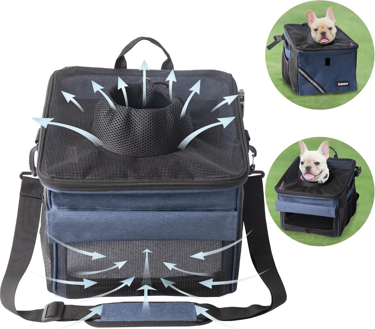 Pet Carrier Bicycle Basket Bag Pet Carrier/Booster Backpack for Dogs - Classic Blue / 10.6"L x 11.4"W x 11.4"H - image 3
