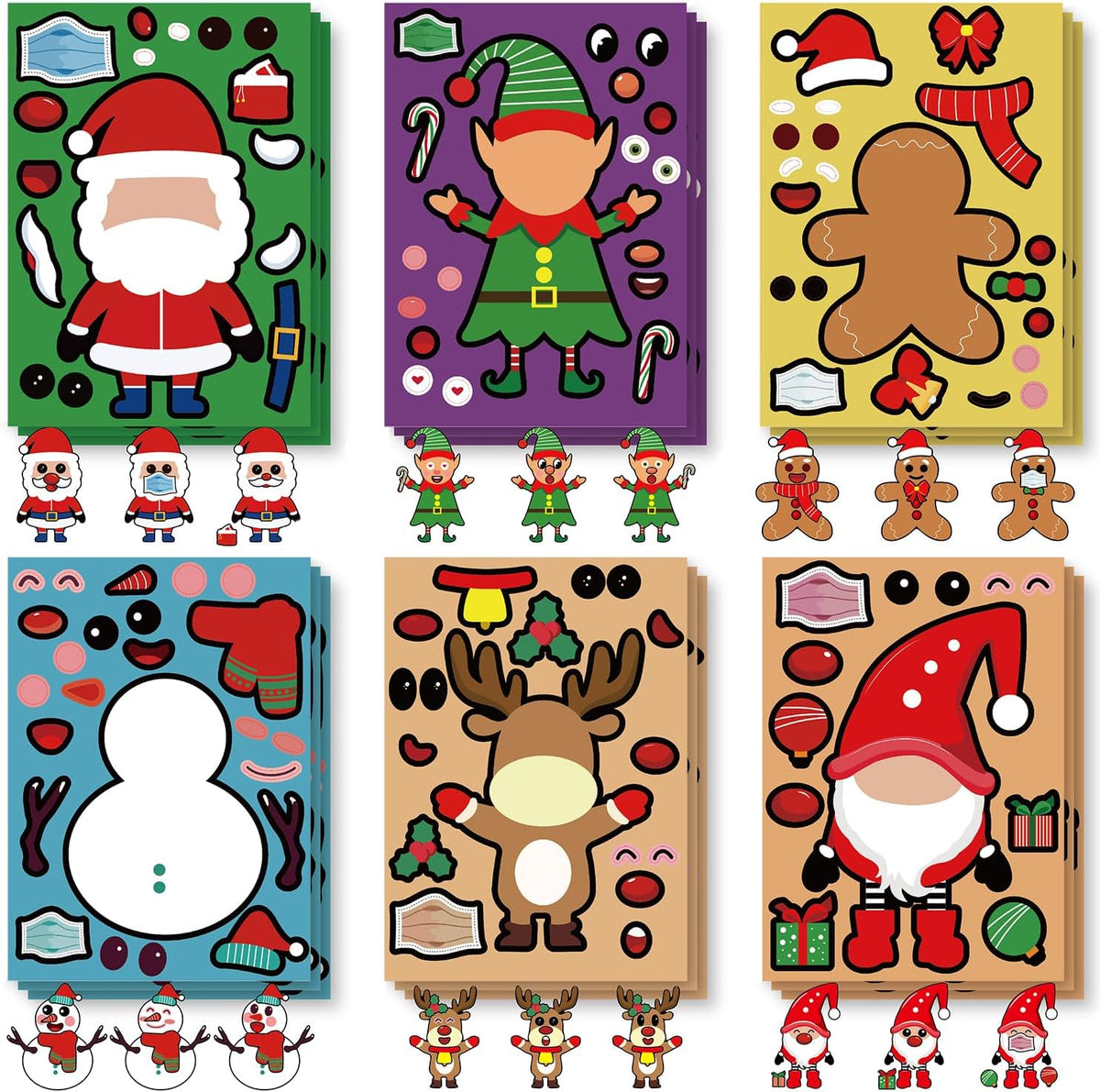 Halloween Stickers for Kids, 24 DIY Face Sheets - Christmas - image 2