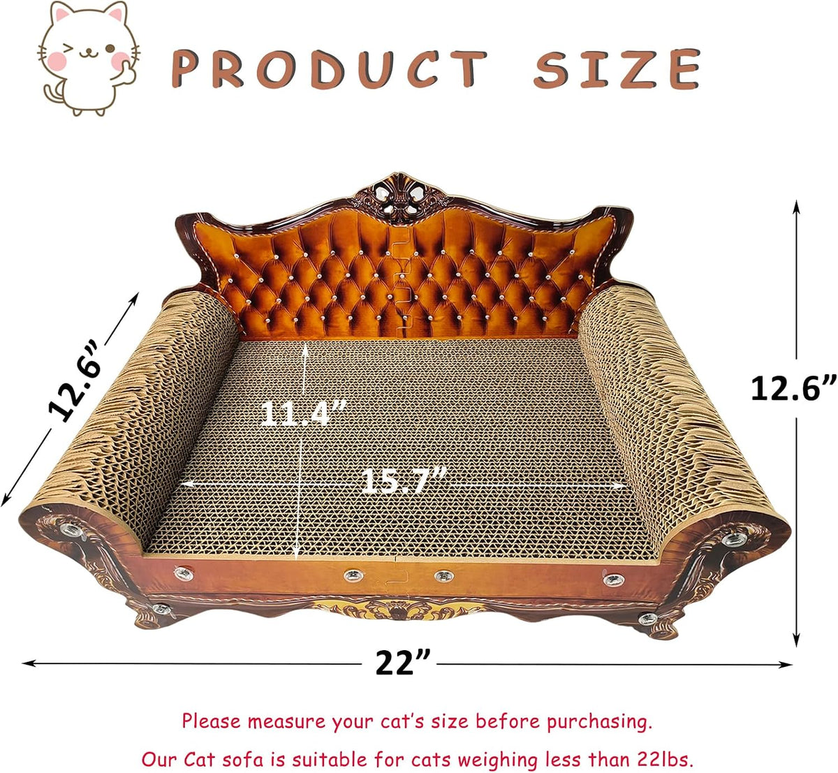 Luxury Cardboard Cat Scratcher Sofa Bed - Brown Crown - image 2