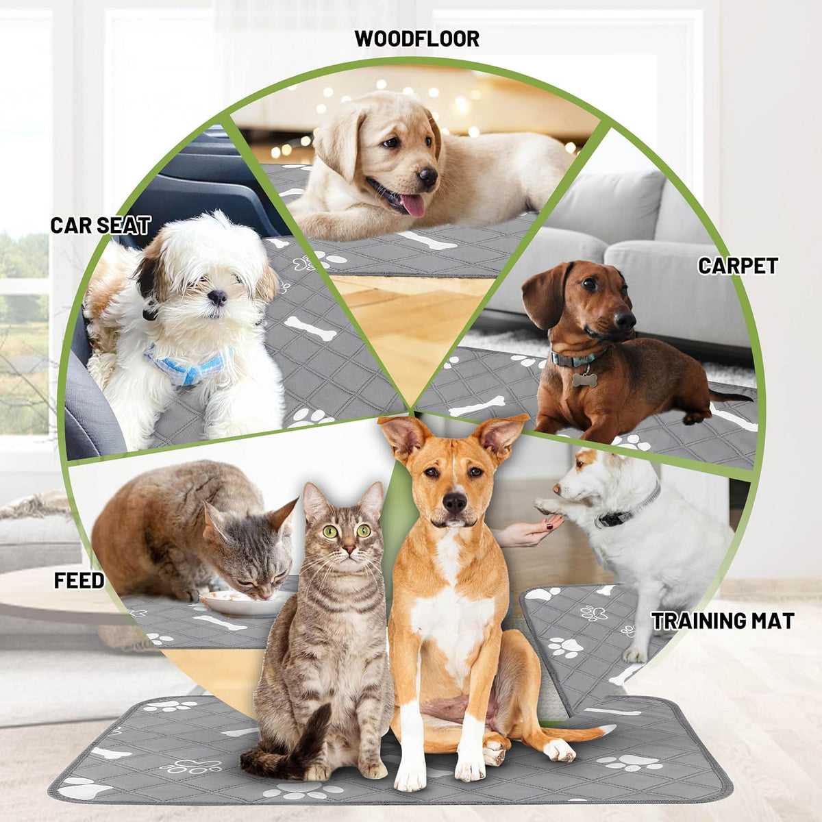 PatiencET Self Warming Cat Bed for Indoor Cats 18'' x 24'' - Bone&paw / 18*24 - image 3