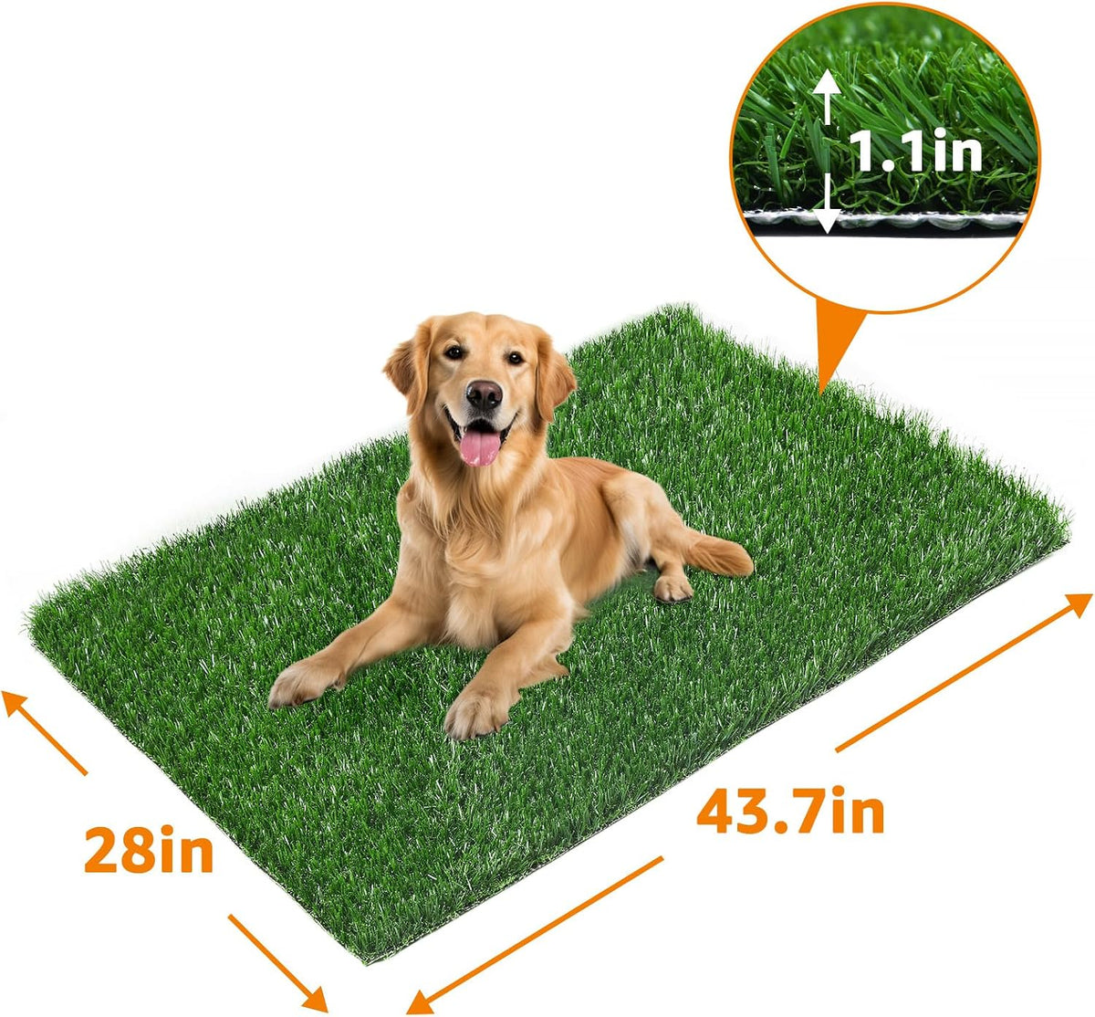 LOOBANI 33.2in x 21in Replacement Artificial Grass for Dogs Potty - 43.7"x27.6" - image 2