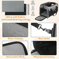 PETUX TSA Approved Pet Carrier in Cabin, 17"x11"x9.5" Soft Cat Carriers for Small Cat up to 12 lb and Puppy up to 10 lb, Top Open Portable Pet Carrier Airline Approved for Travel and Vet Visit (Grey)