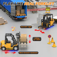 1:24 RC Forklift Toy for Kids - Yellow / 1:64 Scale with Trailer (9.06 x 1.57 x 2.56 inch) - image 3