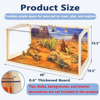 Prolee 65 Gallon Reptile Terrarium Tank Large 40" x 16" x 16", Bearded Dragon Tank with Roof Door, Snake Tank with Built-in Lamp Fixture and Switch, Side Windows, 40 Inch