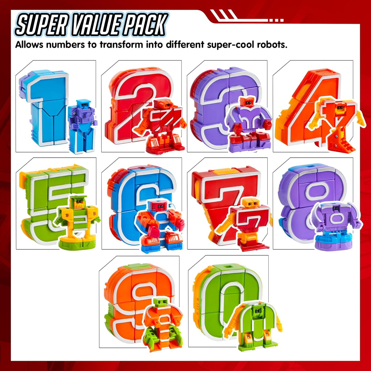 JOYIN 10 Pcs Number Robots Educational Toys, Number Robots - image 2