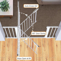 Cumbor 36" Extra Tall Baby Gate for Dogs and Kids with Wide 2-Way Door, 29.7"- 46" Width, and Auto Close Personal Safety for Babies and Pets, Fits Doorways, Stairs, and Entryways, White